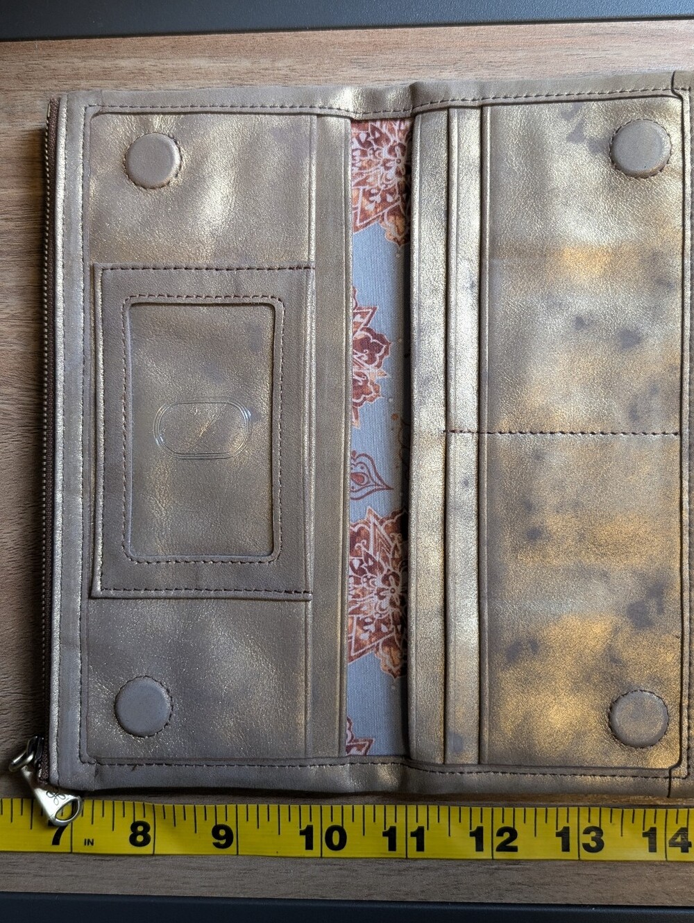HOBO Lauren clutch wallet metallic bronze-toned leather Distressed Vintage Look - Picture 2 of 9
